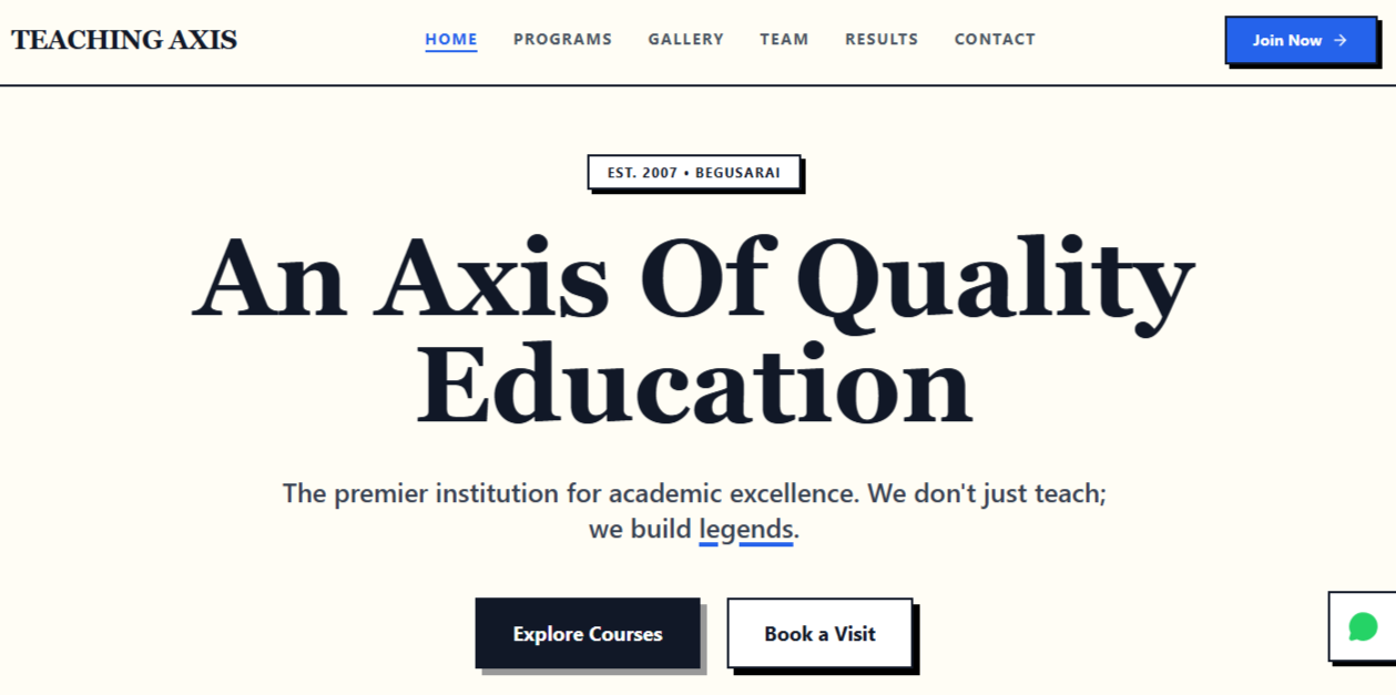 Teaching Axis Website Preview